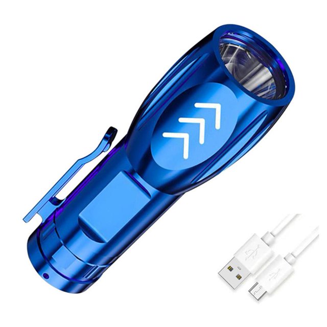 USB de carga LED Mini linterna de camping 3 modos de emergencia antorcha azul claro Kuymtek Para estrenar