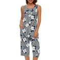 thumbnail image 4 of RQYYD Womens Tank Top Capris Outfits Workout Lounge Pajamas Set Loose Casual Sleeveless Shirts Cropped Pants with Pockets, 4 of 7