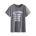 thumbnail image 3 of TWZH Women It's All Messy My Hair My Kids Letter T-Shirt Short Sleeve Mama Tee, 3 of 6