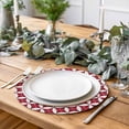 thumbnail image 2 of Red Geometric Round 13 Inch Placemats Set of 4, Vintage Rhombus Circle Texture HeatResistant Non Slip Place Mats for Dining Table, Wipeable Braided Kitchen Table Mats for Housewarming, 2 of 9
