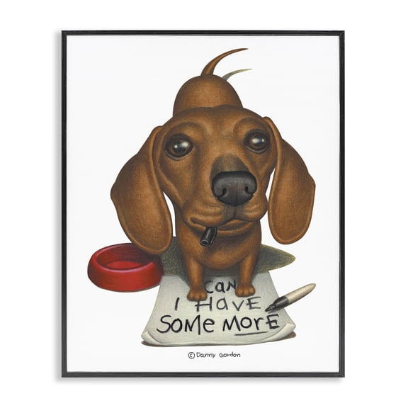 Stupell Industries Traditional Can I Have Some More Dog Black Framed Giclee Art, 11 x 14, by Danny Gordan