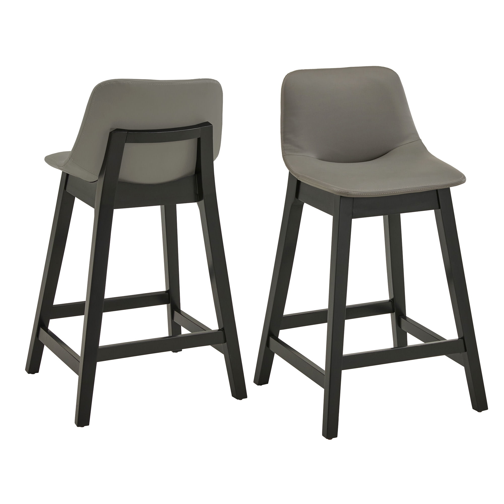 Weston Home Egleston Square Vegan Leather Low Back Counter Height Chair, Gray, Set of 2