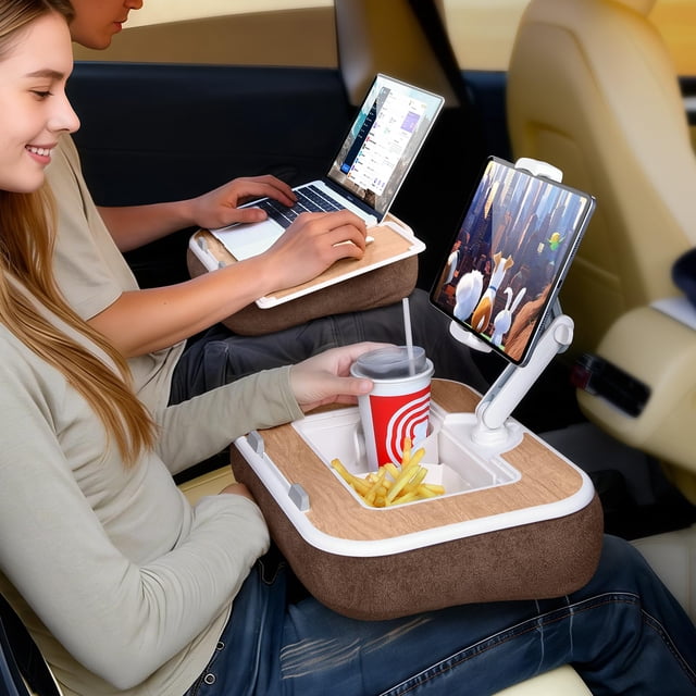 Mesa portátil con soporte y cojín para asiento de auto DICMKY
