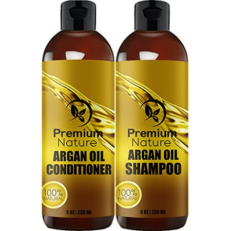 Argan Oil Shampoo and Conditioner Set - ( 2x 8oz) Sulfate Free All Organic Hair Repair - Volumizing & Moisturizing Hair Regrowth - Treatment for Hair Loss Premium (Best Organic Shampoo For Hair Regrowth)