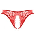 thumbnail image 3 of Odeerbi Women's Lace T-back Thong Crotchless Panties 2025 Valentine's Day Sexy Underwear Lace Bow Bikini Panties Pearl Silky Comfy Lace Brife Red, 3 of 3