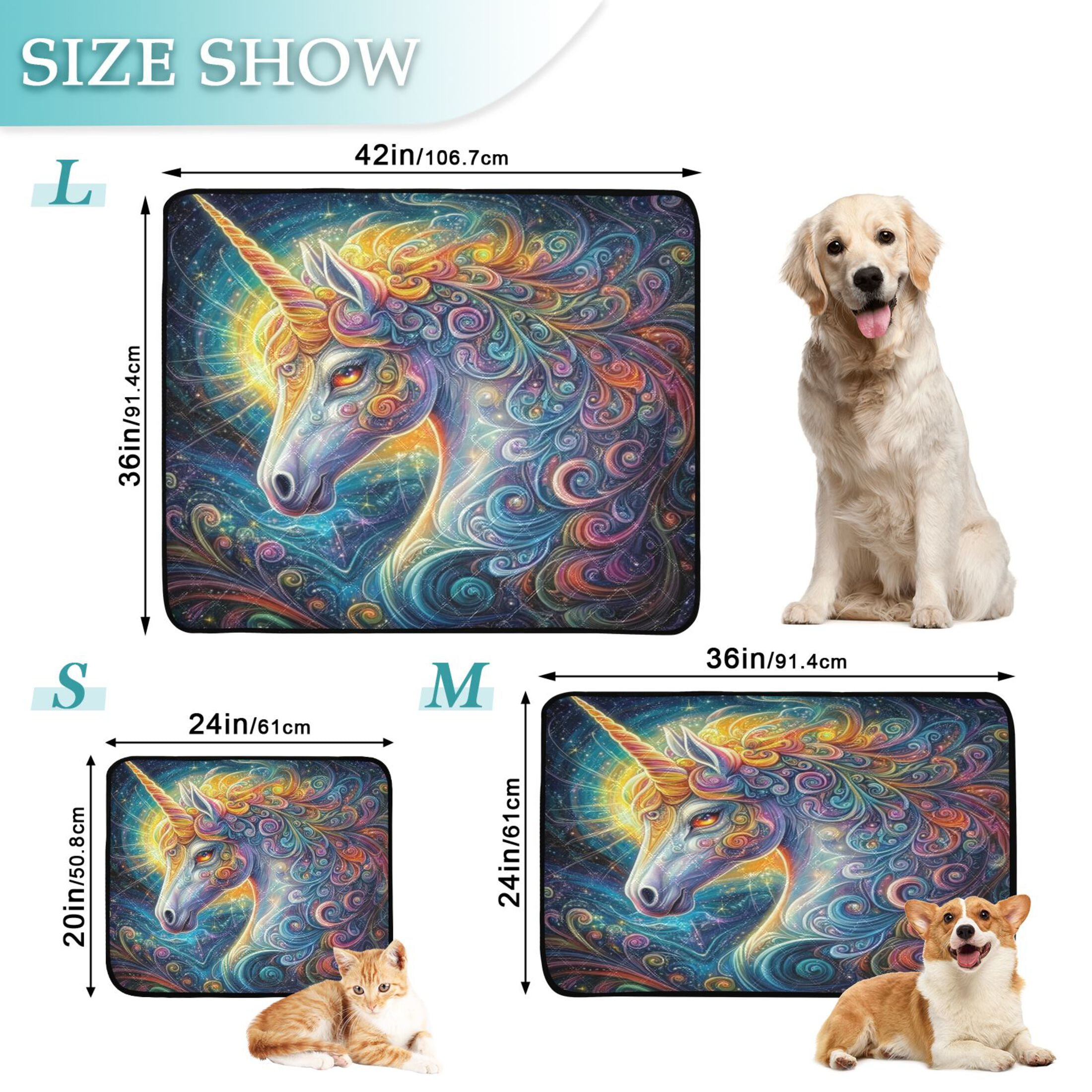 Washable Pet Pee Pads with Super Absorbent Reusable Training Pads for Dogs & Cats Psychedelic Art Unicorn