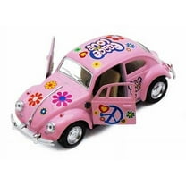 Kinsmart 5" 1967 VW Classic Beetle Peace Decals Diecast 1:32 Volkswagen Pink