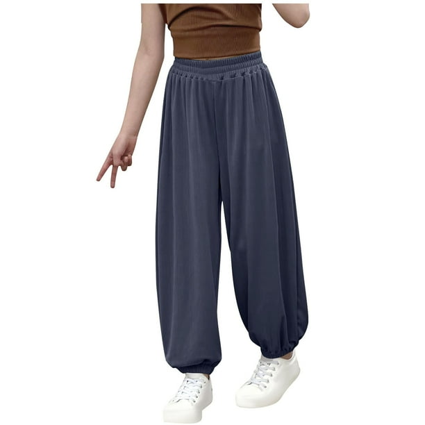 Odeerbi 6M-13Y Niñas Pantalones de Chándal de Algodón Workout Athletic Sports Jogger Pantalones Verano Transpirable Joggers
