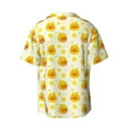 thumbnail image 6 of Lsque Ducky Cartoon print Men's Cuban Collar Short Sleeve Shirt Summer Beachwear Casual Button Down Fashionable Vacation Leisure Shirt-Small, 6 of 7