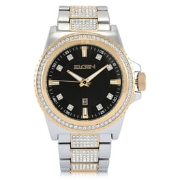 Elgin Adult Male Gold-Tone Analog Watch with Diamond Dial