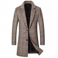 thumbnail image 1 of OJinShaWanO Patchwork Jacket Men's Trench Coat Wool Blend Slim Fit Top Coat Single Business Overcoat, 1 of 3