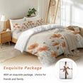 thumbnail image 7 of Orange Floral Bedding Duvet Cover Set King Size 4 Pieces Minimalism Watercolor Chrysanthemum Linen Bedding Set with Zipper Closure, 1 Comforter Cover 92x106 Inches 1 Flat Sheet & 2 Pillow Cases, 7 of 7