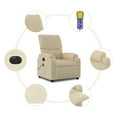 thumbnail image 5 of vidaXL Electric Massage Recliner Chair Cream Fabric, 5 of 5