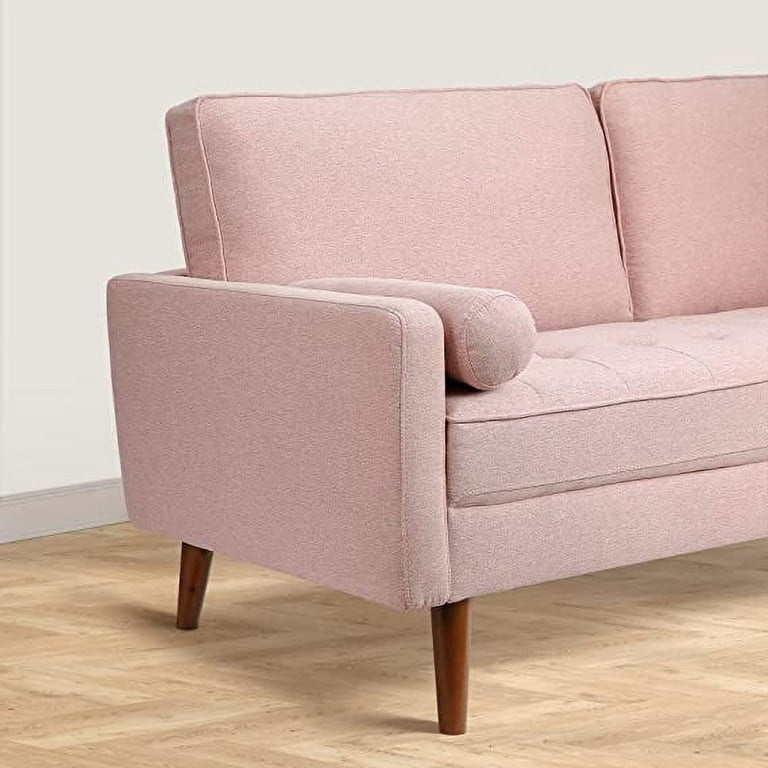 Pink Small Couches, 68 inch Fabric Loveseat Sofa, 2 Seater Couch for Small  Space, Button Tufted Seat Cushion, Square Armrest, 2 Throw Pillows, Modern  Sofa for Bedroon, Living Room, Apartment 