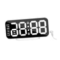 thumbnail image 3 of Mirror Surface Digital alarma de alarma de escritorio doble puertos USB 16.8x4.5x8.5cm 3 Niveles de brillo para la oficina en casa moderna portátil Marco, 3 of 8