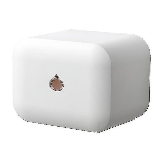 Soporte de papel higiénico montado en la pared, soporte de papel higiénico impermeable, sin perforación, autoadhesivo con varilla para baño (blanco)