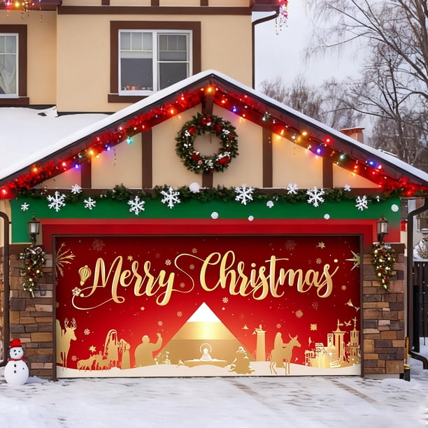 Banderín para garaje para decoraciones navideñas Banderines festivos para celebraciones estacionales Uso en interiores y exteriores Atractivo para sus vacaciones