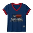 thumbnail image 3 of Alun 250 Years of Freedom T-Shirts for Women Summer Casual V-Neck Short Sleeved American Flag Graphic Tee Soft Comfort Independence Day Tops for Commemorate Celebrate 1-Navy XXL, 3 of 3