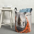 thumbnail image 6 of Honeii Polka Dot Rhino Welcome Print Laundry Hamper Basket,Baby Nursery Woven Storage Basket for Toys Bin,Pillows,Blankets,Clothes-, 6 of 6