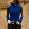 thumbnail image 2 of Black Long Sleeve Shirt Women Lace Sheer Sleeve Turtleneck Fall Sweaters for Women Trendy Knit Tops Goth Clothes, 2 of 5