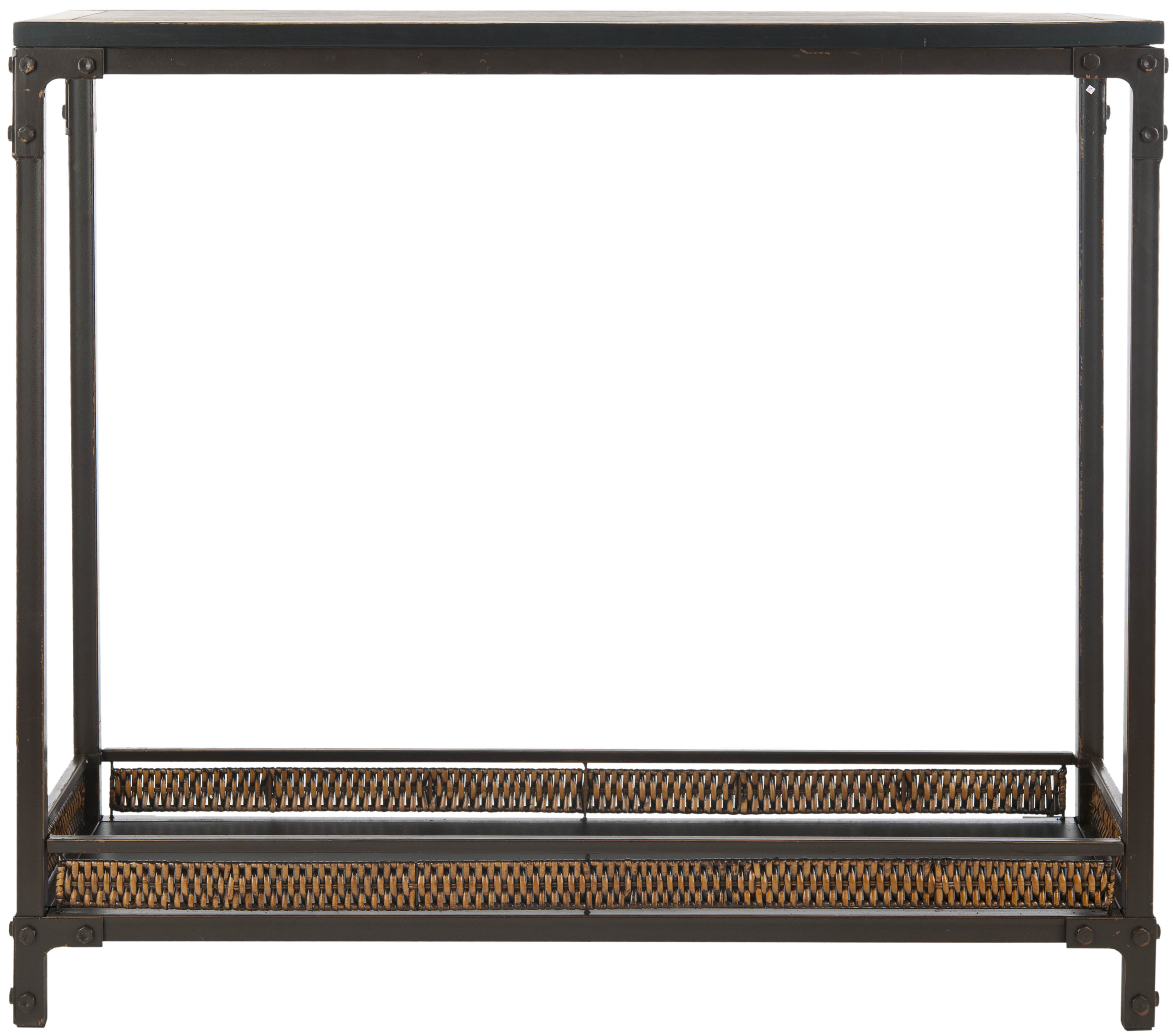 SAFAVIEH Dinesh Industrial Console w/ Shelf, Black/ Dark Walnut
