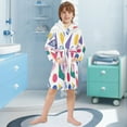 thumbnail image 5 of FORMRS Niños Bathrobe Unisex Hooded Robe Soft Plush Pajamas Sleepwear, Size 7-9T, Green Retro Shapes, 5 of 7