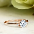 thumbnail image 4 of Gem Stone King 10K Rose Gold White Created Sapphire Solitaire Engagement Ring for Women (1.23 Cttw, Round 6MM, Gemstone September Birthstone, Size 9), 4 of 5