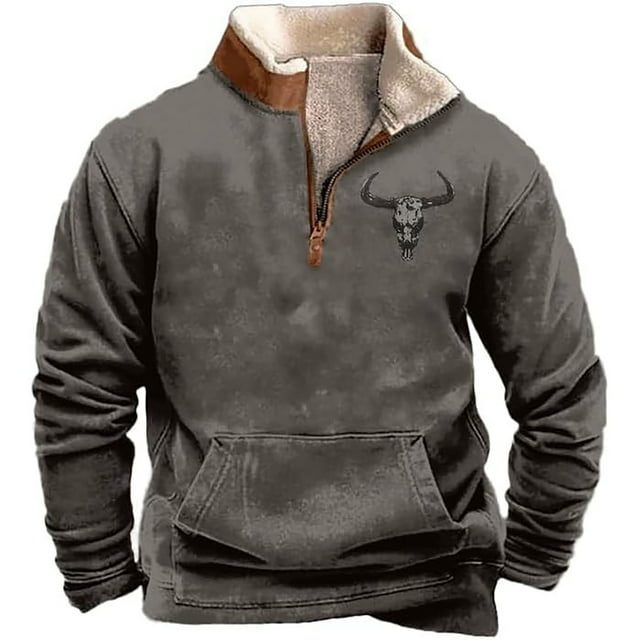 Men's Fashion Casual Comfortable Long Sleeve Printed Sweatshirt Relaxed Fit Soft Breathable Pullover for Daily Wear