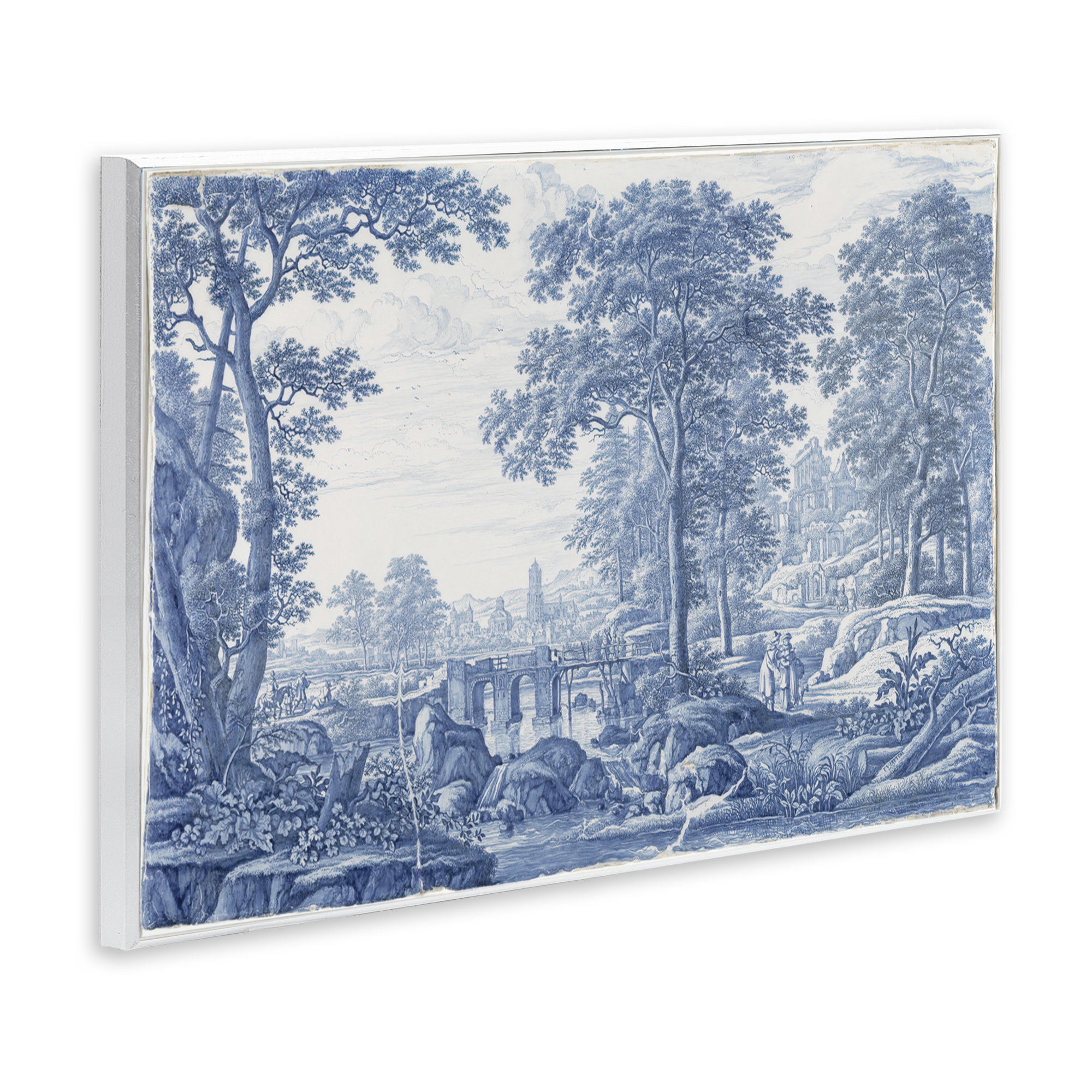 Vintage Blue Tinted Toile Wall Plaque Art, design by Vintage Hustle