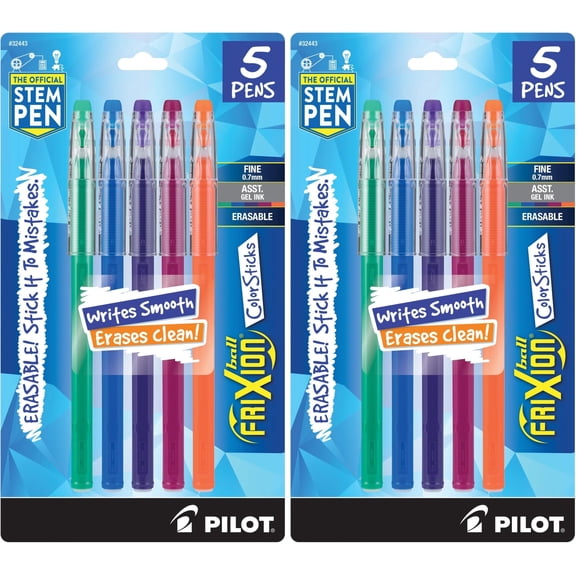 Bolígrafos de tinta de gel PILOT FriXion ColorSticks de punta fina de 0,7 mm, paquete de 10