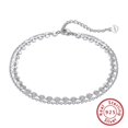 thumbnail image 1 of Tobillera de cadena de oro simple, tobilleras de playa de verano delicadas chapadas en oro/plata de 14 quilates para mujer, 1 of 3