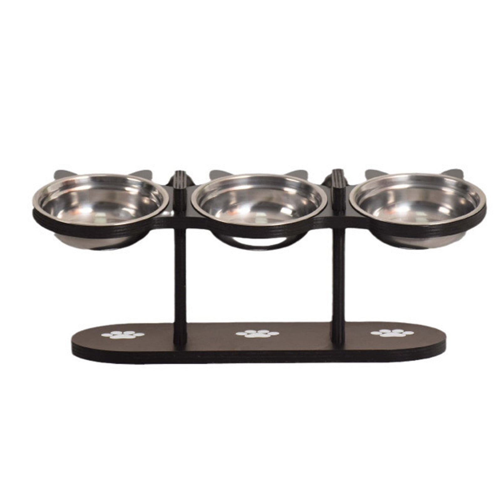 2025 New Raised Cat & Dog Bowls with Stand - 15° Tilt Elevated Pet Feeder Set, 3 Stainless Steel Adjustable Height Bowls for Food & Water - Indoor Feeding Station (Black)