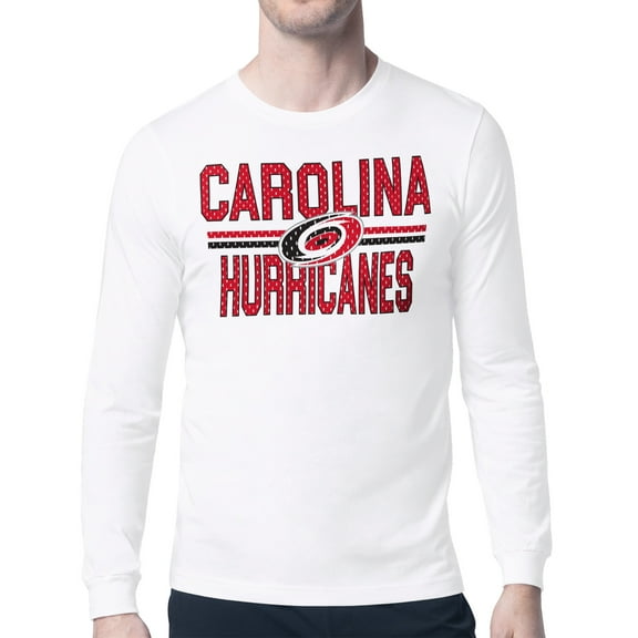 Men's Starter White Carolina Hurricanes Mesh Look Team Name Long Sleeve T-Shirt