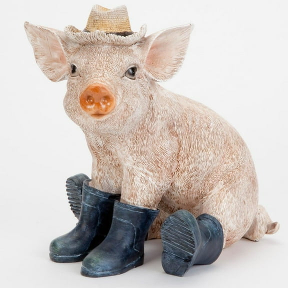 Bits & Pieces Pig in Boots Polyresin Home & Garden Sculpture, 9.5×7.25×10 in