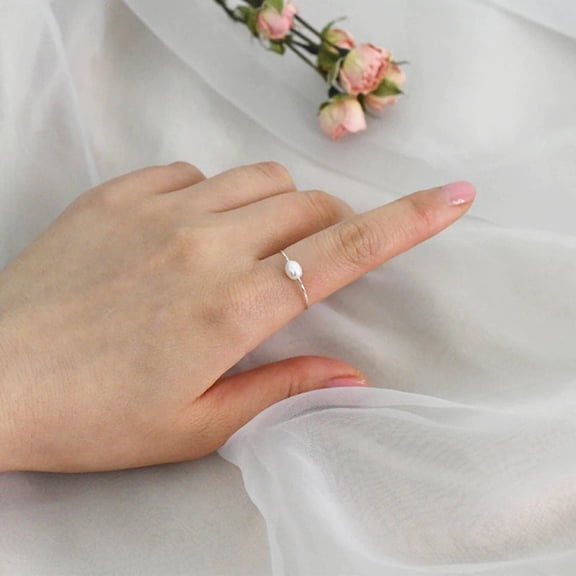 Freshwater Pearl Ring with Silver Band (Purple/Pink/White)