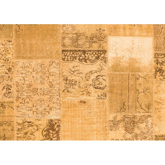 Ahgly Company Indoor Rectangle Patchwork Orange Transitional Area Rugs, 4' x 6'