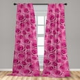 thumbnail image 4 of Ambesonne Vintage Curtains, Simplistic Nostalgic Roses, Pair of 28"x95", Magenta Soft Pink, 4 of 5