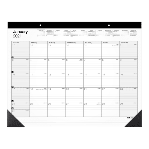 Office Depot® Brand Monthly Desk Pad Calendar, 22" x 17", White