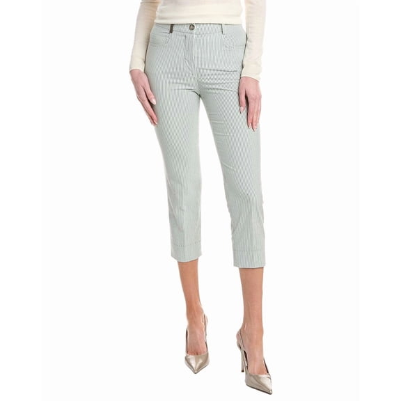 Peserico womens Seersucker Pant, 38, Green