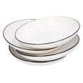 thumbnail image 2 of Juego de 4 platos llanos de cerámica de línea negra, plato redondo de 8 pulgadas para ensaladas y carne., 2 of 14