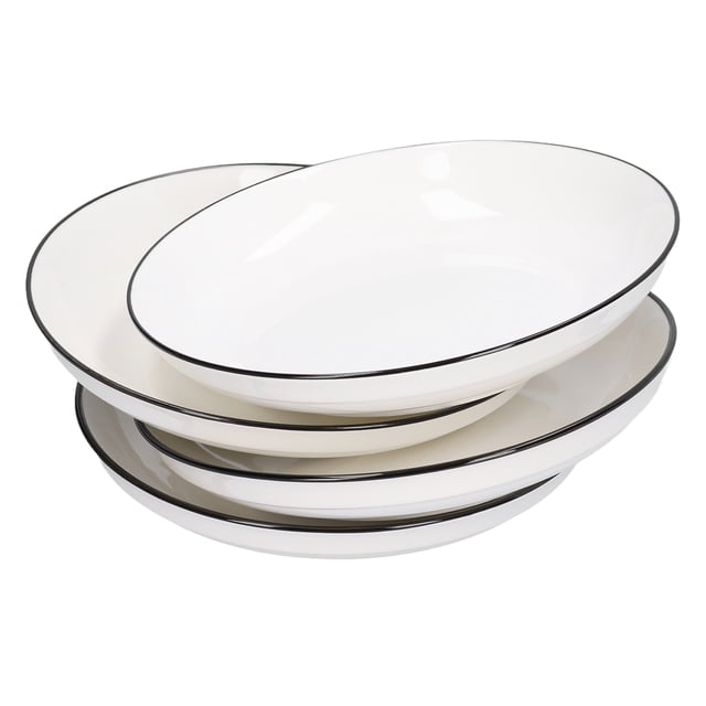 Ceramic Dinner Plates, 4Pcs Kitchen Dinnerware Underglaze 8 Inch For Steak