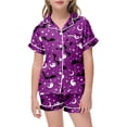 thumbnail image 5 of Shadoumai Silk Halloween Pajamas Set Button Down Pumpkin Print Short Sleeved Button Top Soft Homewear Set Colouring Pajama Sets 2 Piece Sets Pajamas for, 5 of 5