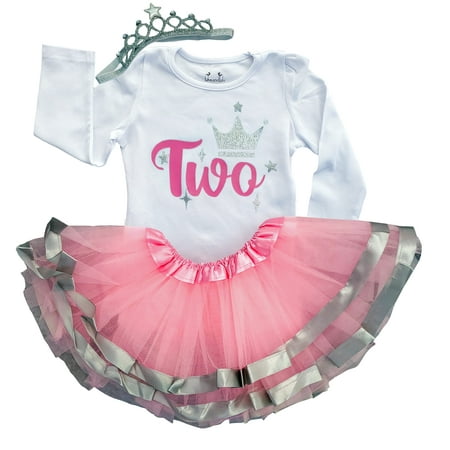 

2nd Birthday Outfit Baby Girl Tutu Dress Set (2nd Birthday Silver Crown Long Sleeve 24M → Long Sleeves)