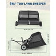 thumbnail image 3 of 48-In Tow Behind Lawn Sweeper with 25 Cu. Ft. Hopper, Adjustable Brushes and Universal Hitch Fit, 3 of 8