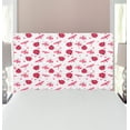 thumbnail image 1 of Ladybugs Headboard, Domed Back Round Ladybugs with Hearts Flowers Dragonflies Romantic Wings Pattern, Upholstered Decorative Metal Bed Headboard with Memory Foam, Twin Size, Red White, by Ambesonne, 1 of 4