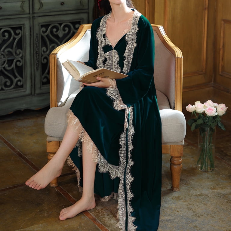 luxary bottle green dressing gown Men's Dressing Gown Smoking Jacket Robe Emerald Green Cotton Velvet Extra Long Warm