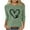Green-Heart, variant on Womens 3/4 Sleeve Tops Hearts Floral Printed Graphic Base Tee Shirts Crew Neck Casual Spring Fall Summer Tshirts (XL, Black-Heart)