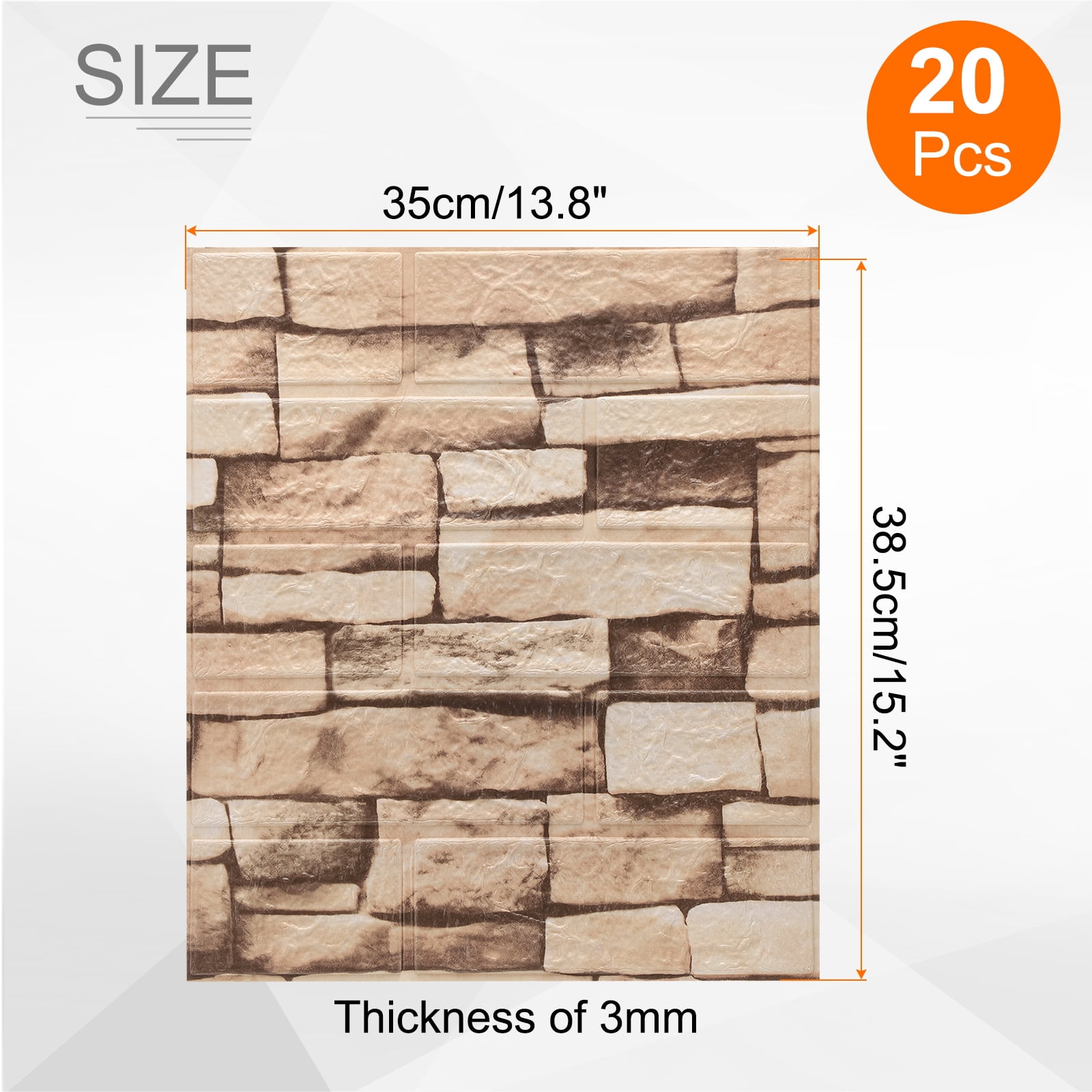 Uxcell 20pcs 3D Wall Panels Peel and Stick, Waterproof Wall Panel Backsplash, 13.8"x15.2" Brick Design Wallpaper XPE Shower Tiles for Bathroom, Kitchen, Living, Rock White