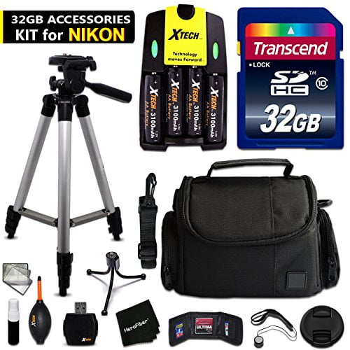 L610 L30 L24 L820 Camera Case Accessory Kit for Nikon Coolpix B500 L31 L22 Digital Cameras Includes 32GB High-Speed Memory Card L28 More L840 L26 L620 60 inch Tripod L830 L320 L32
