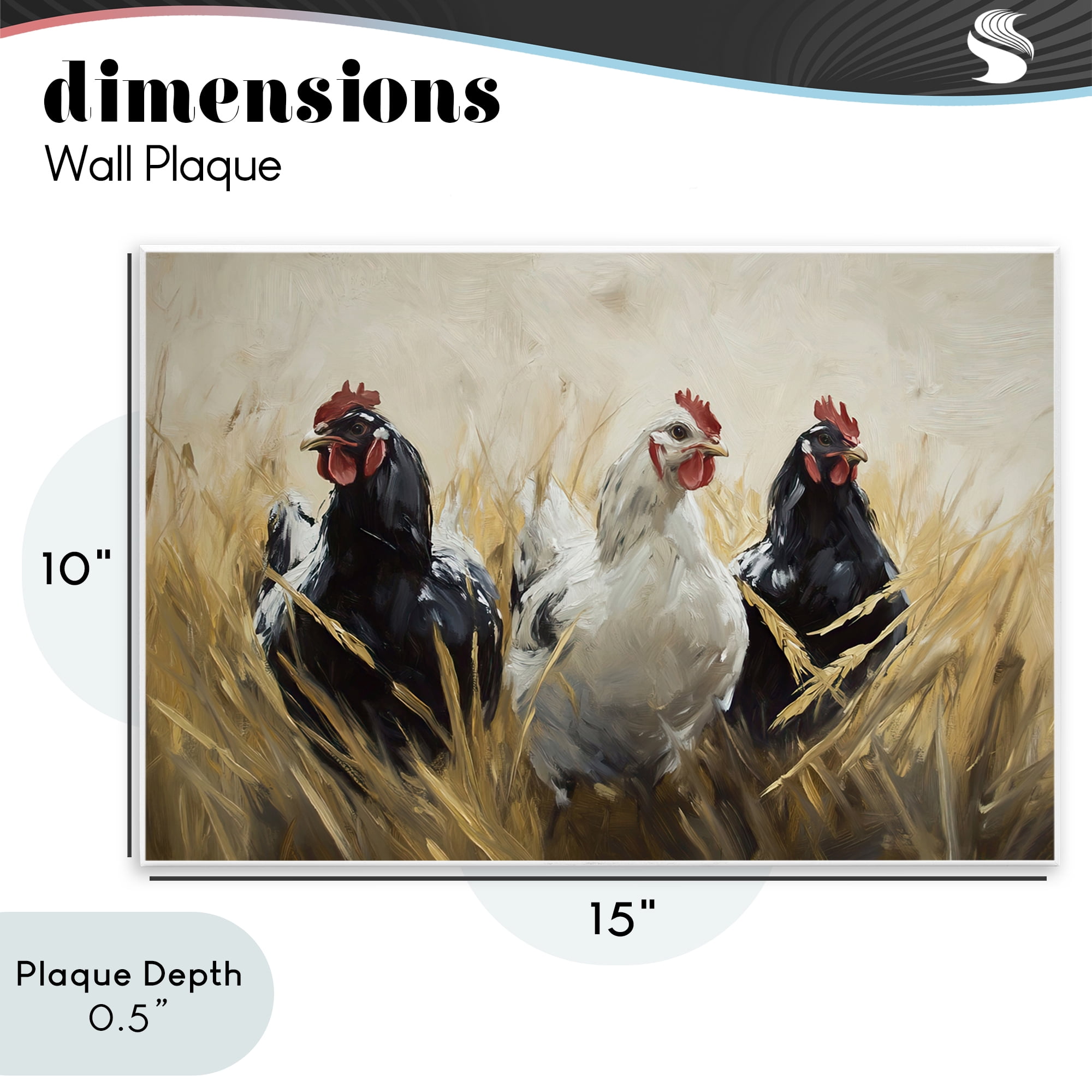Stupell Industries Chickens In Wheat Field Wall Plaque Art, design by Tina LeCour